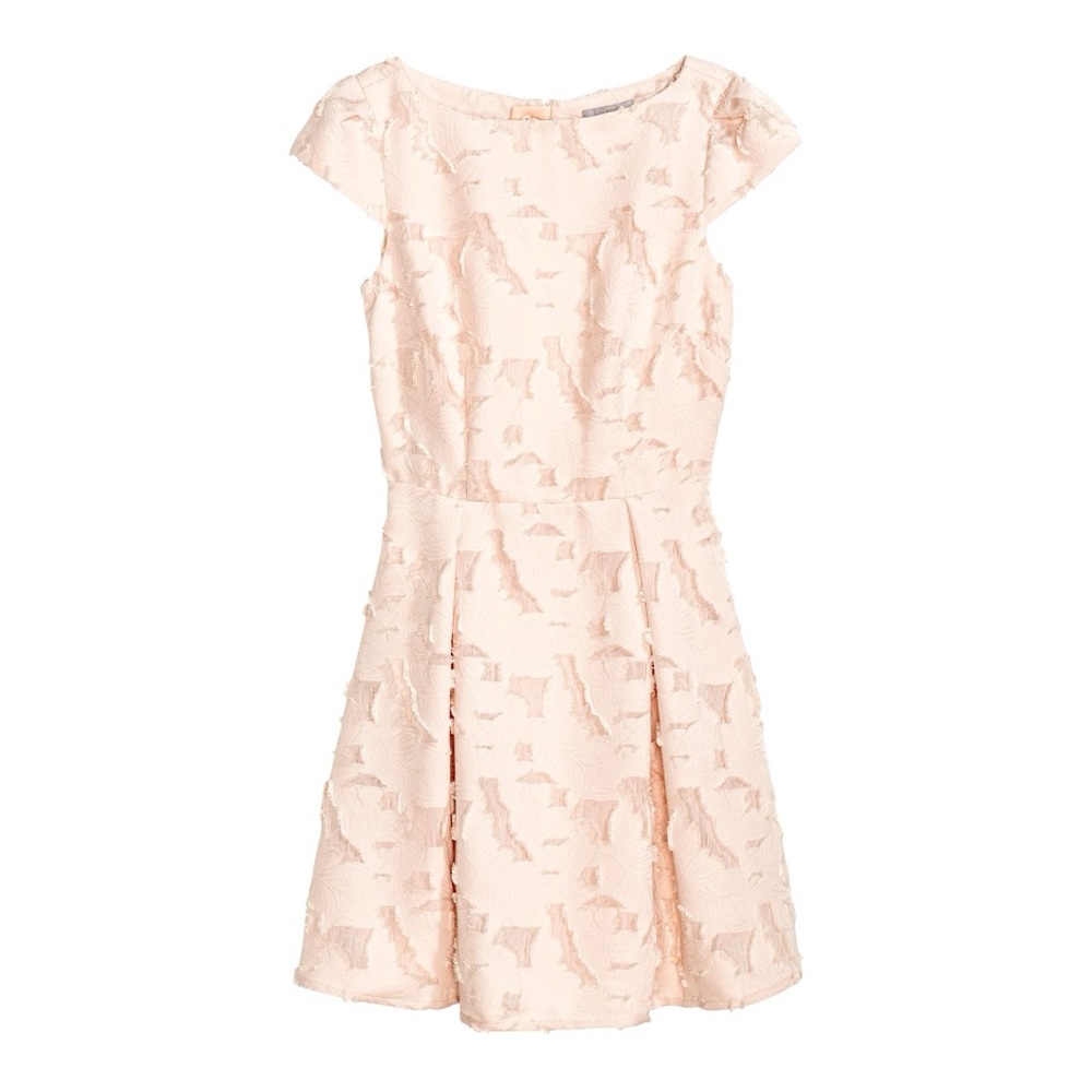 H&M Women’s Jaquard Floral Patterned Burn Out Fit Flare Dress Size 10